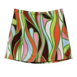 Lesley Evers Jersey Knit Lottie Skort in Jojo Green Psychedelic Print NEW